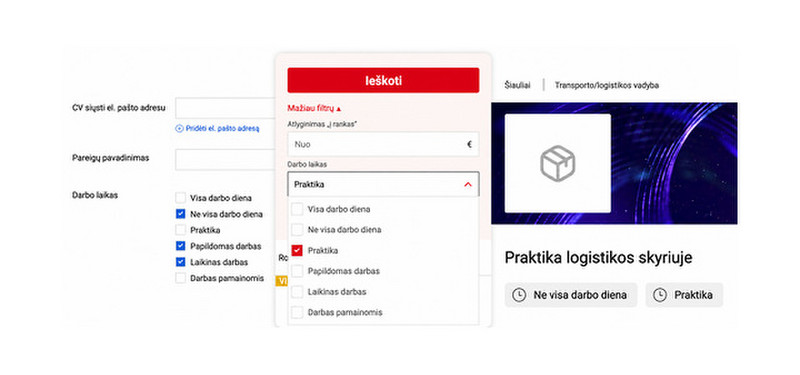 Nauji darbo laiko filtrai - patogesnei paieškai